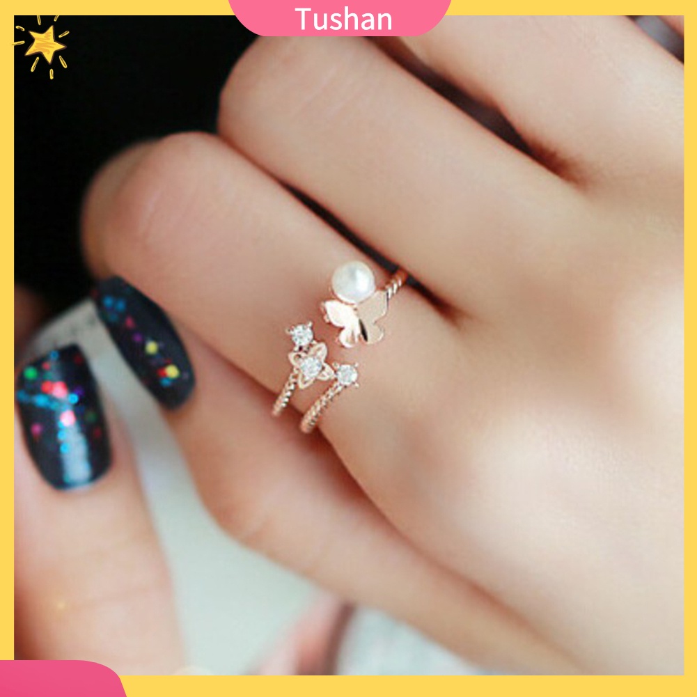 Nhẫn Hợp Kim Hình Bướm Đính Đá Xinh Xắn Cho Nữ