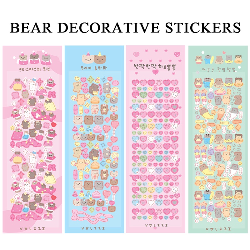 Sticker Dán Trang Trí Hình Gấu Hoạt Hình Lấp Lánh Đáng Yêu