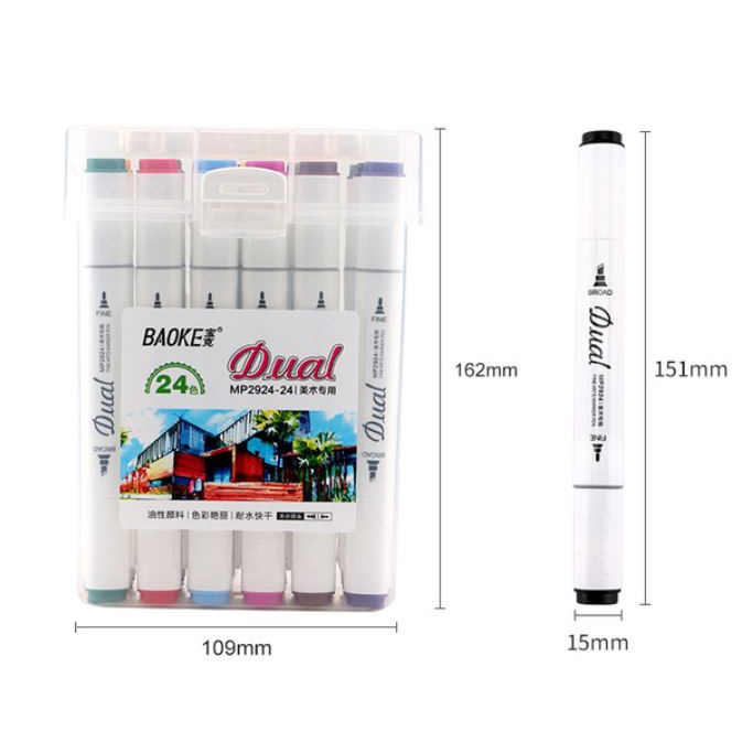 Màu marker 2 đầu cao cấp Baoke Dual MP2924-12/18/24/36/48/60/80