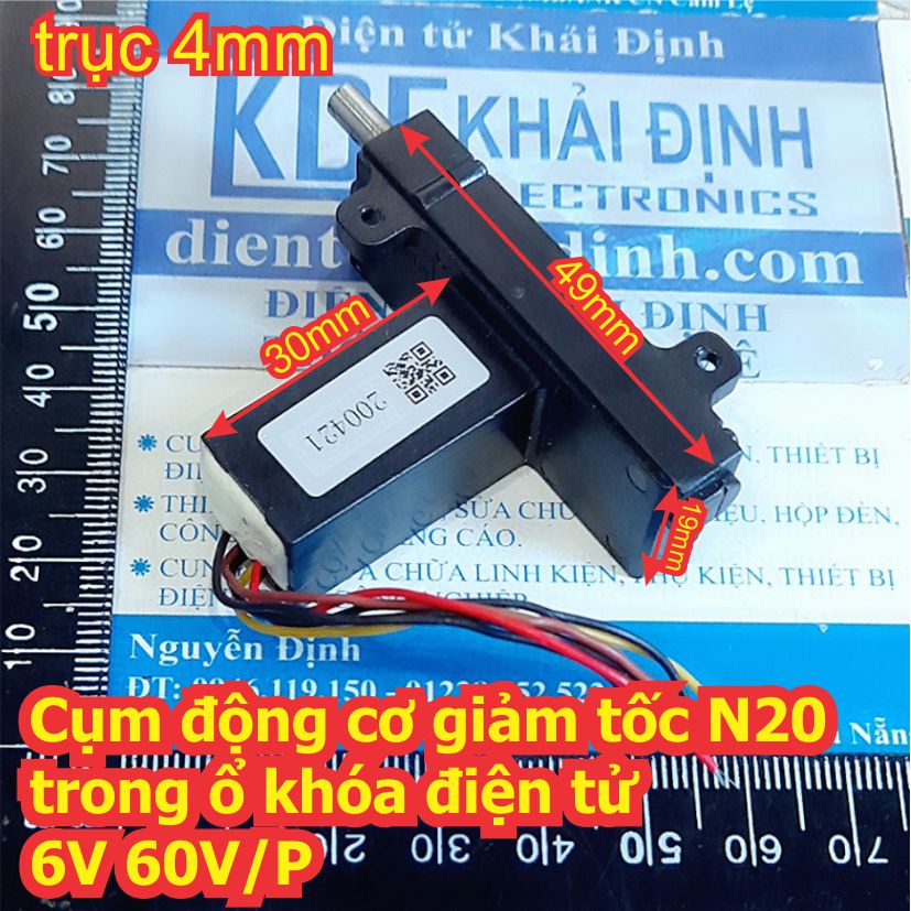 Cụm động cơ giảm tốc N20 trong ổ khóa điện tử 6V 60V/P kde7916