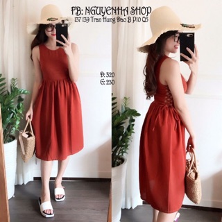 Đầm voan nữ đan dây hót