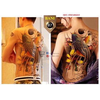 Hình xăm dán cá chép full lưng 07