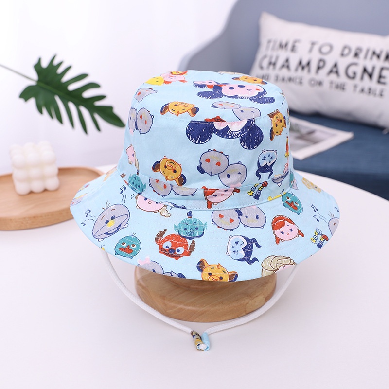 Nón Bucket Chất Cotton Hoạ Tiết Hoạt Hình Đáng Yêu Cho Bé 1-3 Tuổi