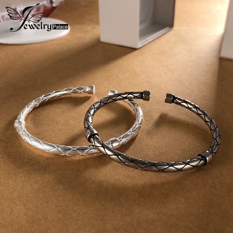 Vòng Tay Hở Mạ Bạc 925 Phong Cách Cổ Điển Cho Nữ