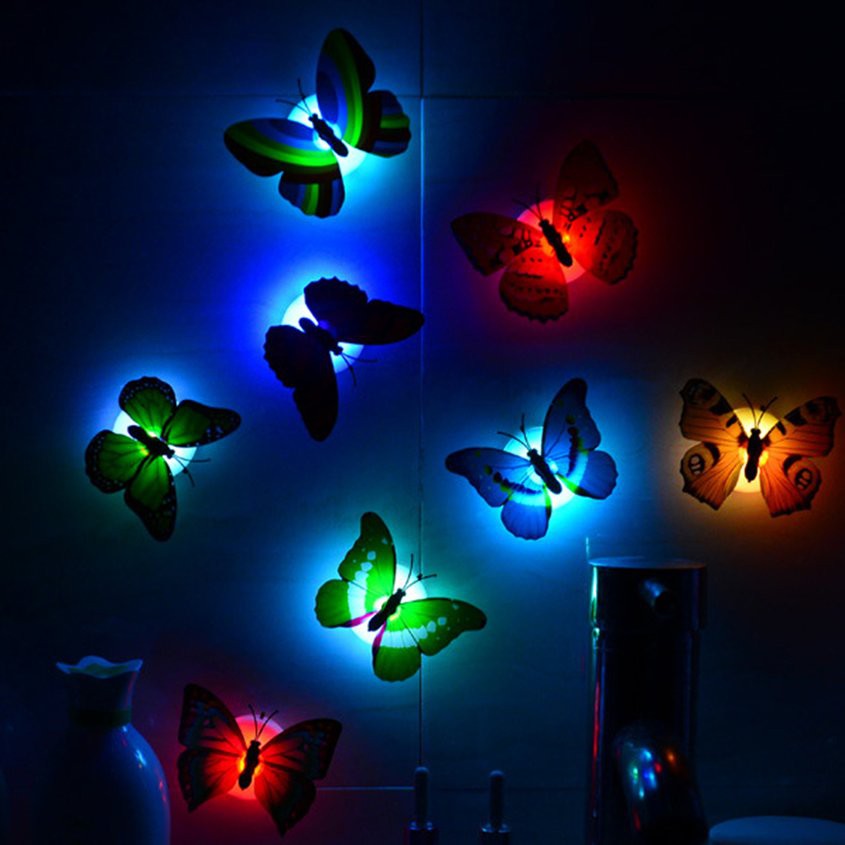 Đèn ngủ dạng LED nhiều màu sắc hình bươm bướm dùng để trang trí phòng cho bé