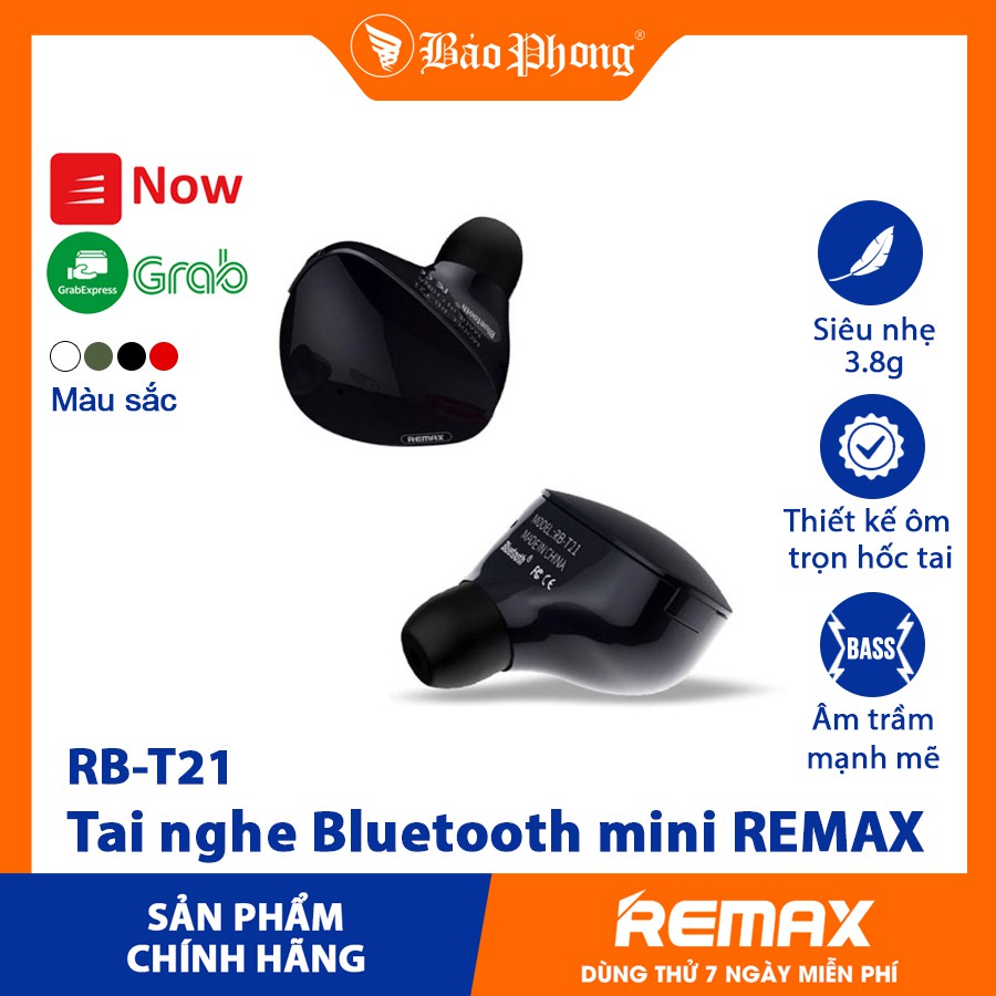 [Mã ELFLASH5 giảm 20K đơn 50K] Tai nghe Bluetooth mini REMAX T21- Hàng chính hãng