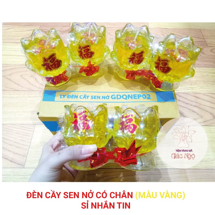 ĐÈN CẦY LY HOA SEN CÓ CHÂN / ĐÈN SÁP DẺO RAU CÂU - VÀNG MÃ GIÁ RẺ SỈ LẺ