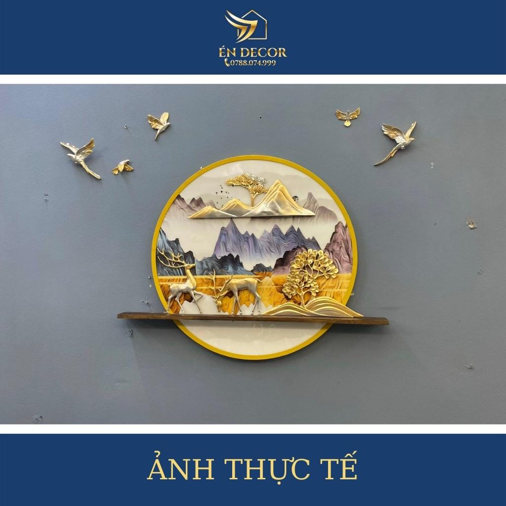 Tranh Phong Cảnh Treo Tường Đôi Hươu Nghệ Thuật, Tranh Sắt TD28 Én Decor