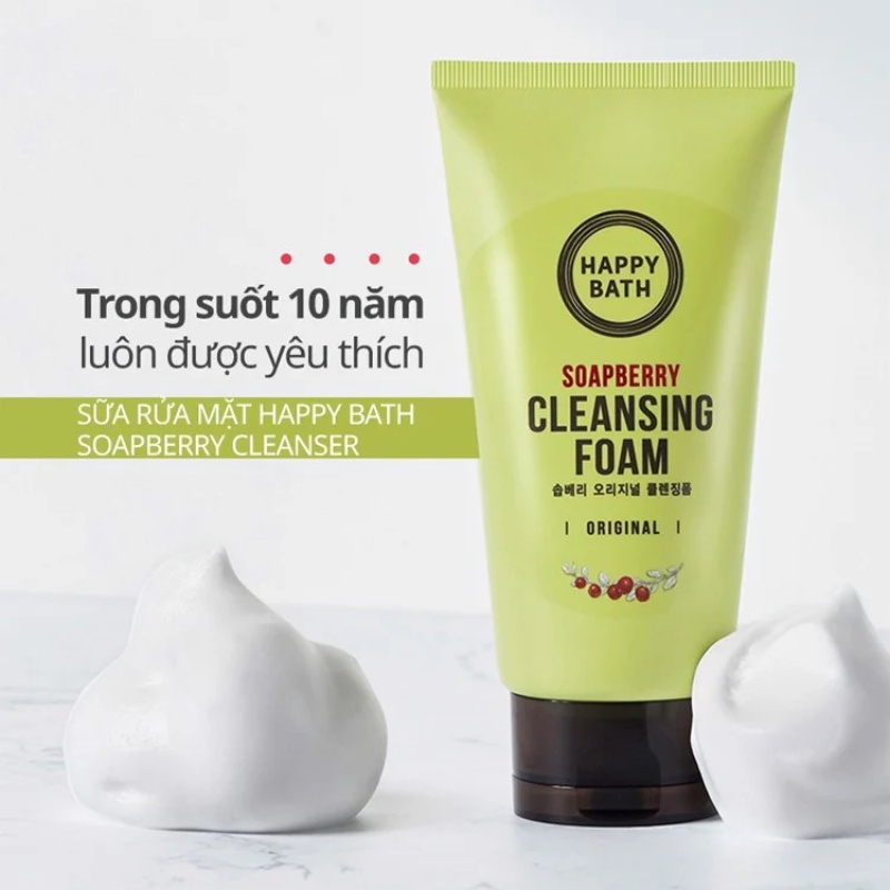 Sữa Rửa Mặt Loại Bỏ Mụn Đầu Đen Happy Bath Cleansing Foam Soapberry 150g