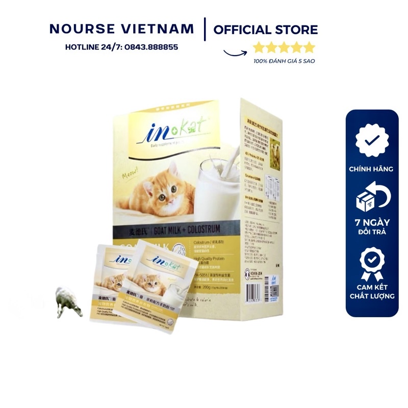 Sữa dê và sữa non Inkat cho mèo sơ sinh thay thế sữa mẹ (200g)