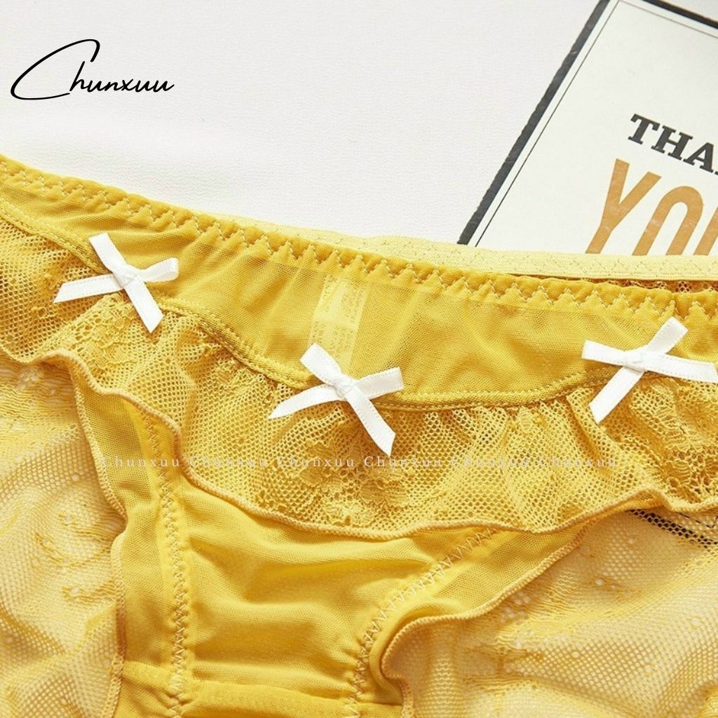 Quần lót nữ ren hoa CHUNXUU, thiết kế đính nơ chất ren mềm mại thoáng khí - QC70