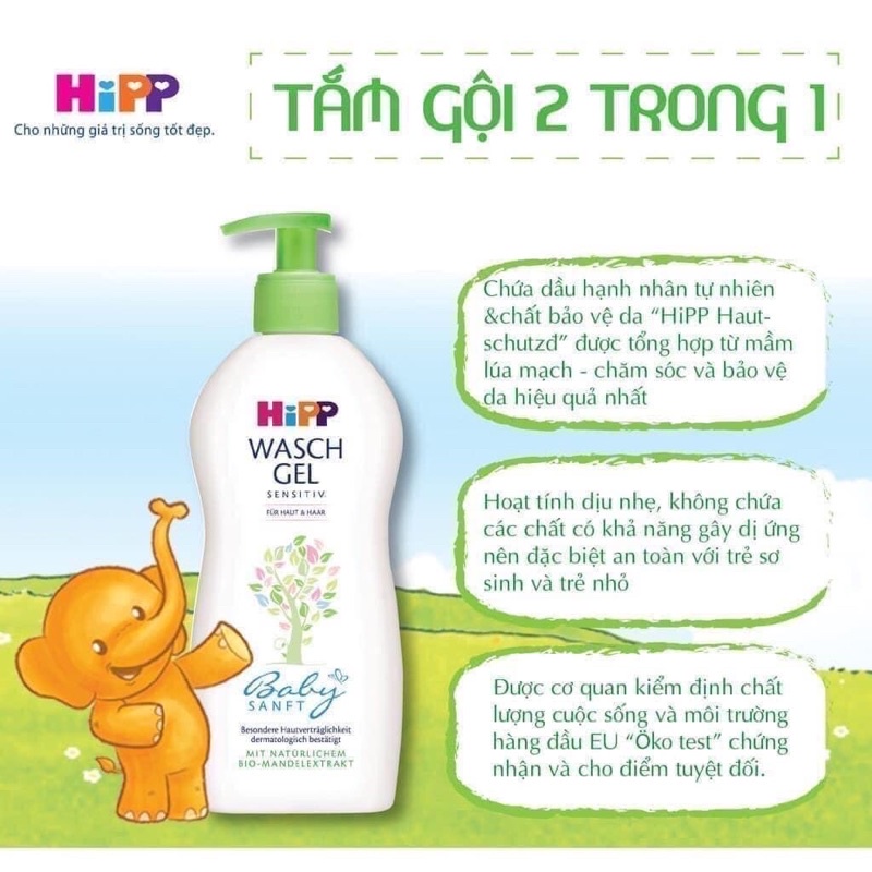SỮA TẮM GỘI HIPP 2IN1 CHO BÉ NỘI ĐỊA ĐỨC 🇩🇪