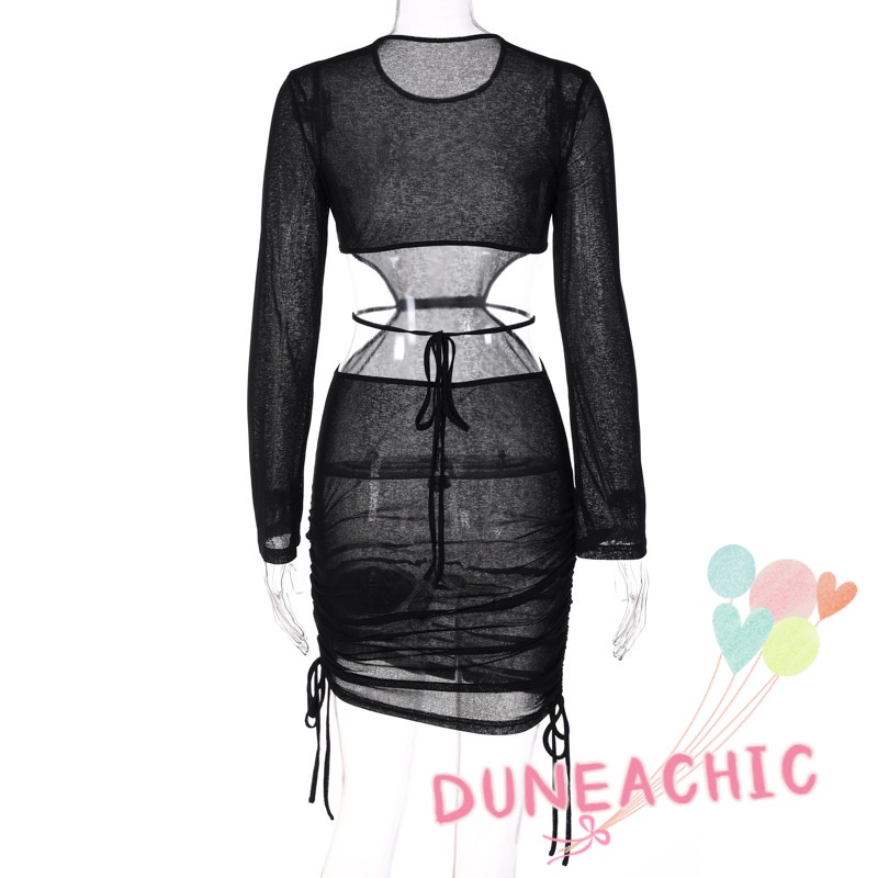 Đầm body DUNEA tay dài thiết kế xuyên thấu quyến rũ