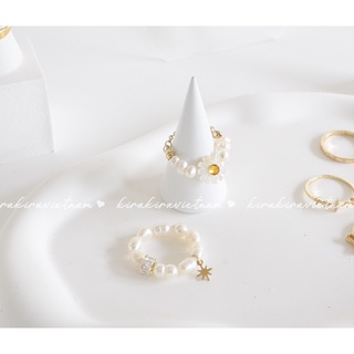 Set nhẫn hoa hạt trai Vintage Blooming 2