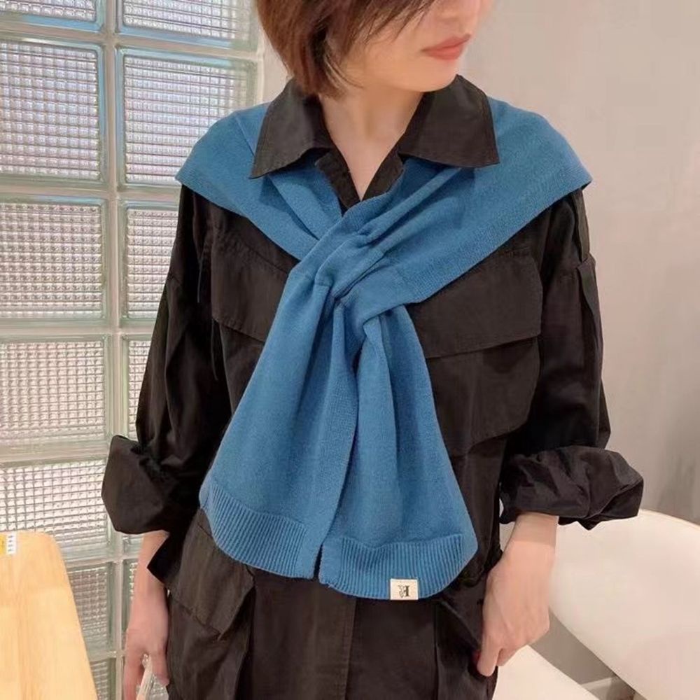 Khăn choàng cổ nữ bằng vải len cashmere màu trơn phong cách Hàn Quốc thanh lịch thời trang thu đông