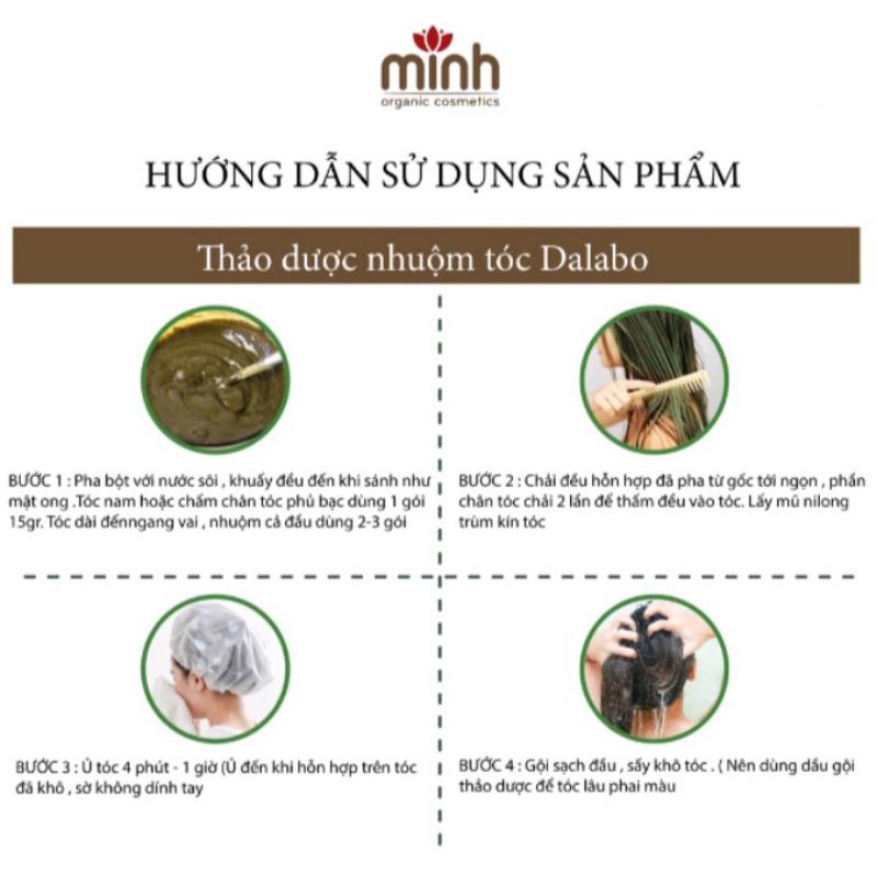 Thuốc nhuộm tóc thảo dược Dalabo (3 gói nhuộm + 1 gói gội * hsd:05/2025)