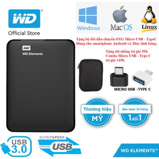 Ổ cứng di động Elements 250gb-320gb-500gb-750gb-1tb tặng túi chống sốc - Bảo hành 24 tháng