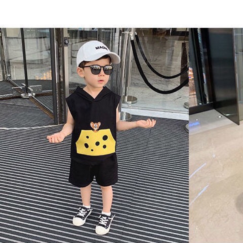 Set 2 bộ hoodie sát nách cho bé trai - Mẫu chuột Jerry