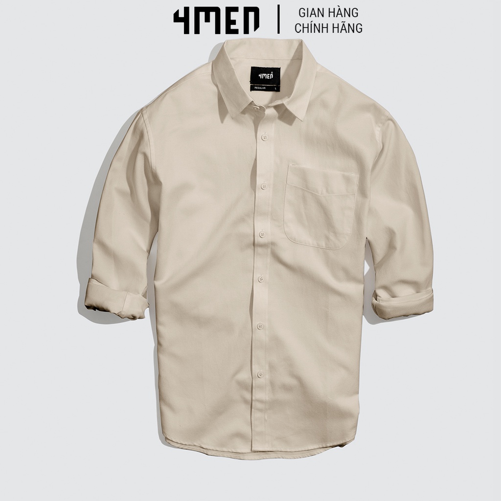 Áo sơ mi nam oxford trơn đẹp 4MEN SM070 tay dài form suông regular, vải oxford 100% cotton cao cấp thoáng mát | BigBuy360 - bigbuy360.vn