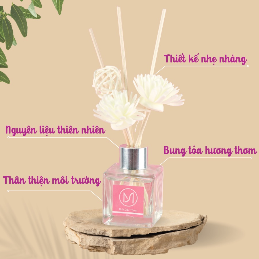 Tinh Dầu Thơm Phòng Bản Cổ Điển Hồng 50ml MAIBA, Cao Cấp Nhập Khẩu, Hương Thiên Nhiên Thư Giãn H50