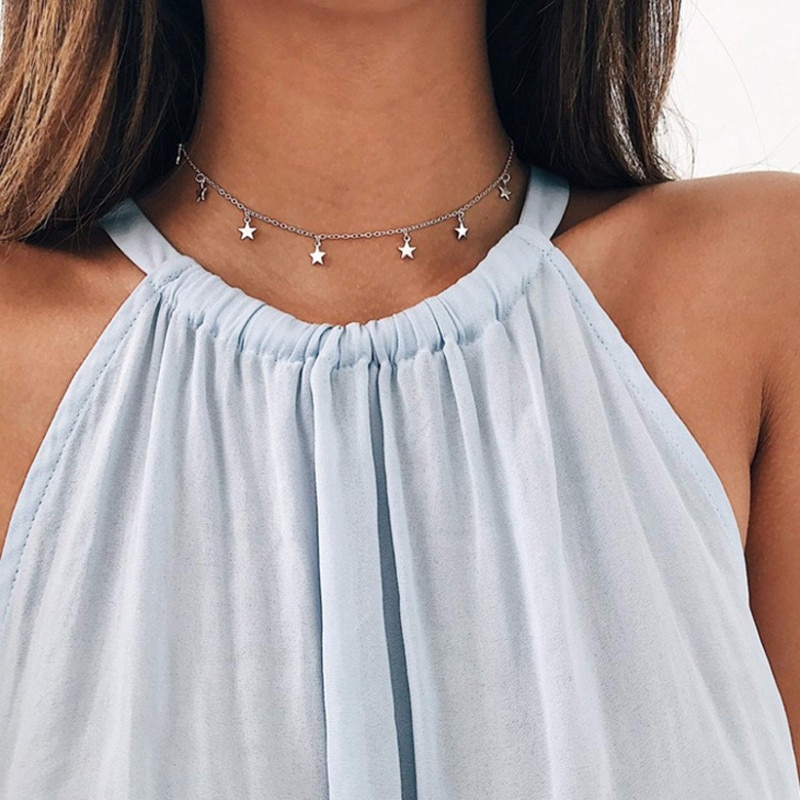 Vòng choker phối mặt hình ngôi sao năm cánh xinh xắn thời trang cho nữ