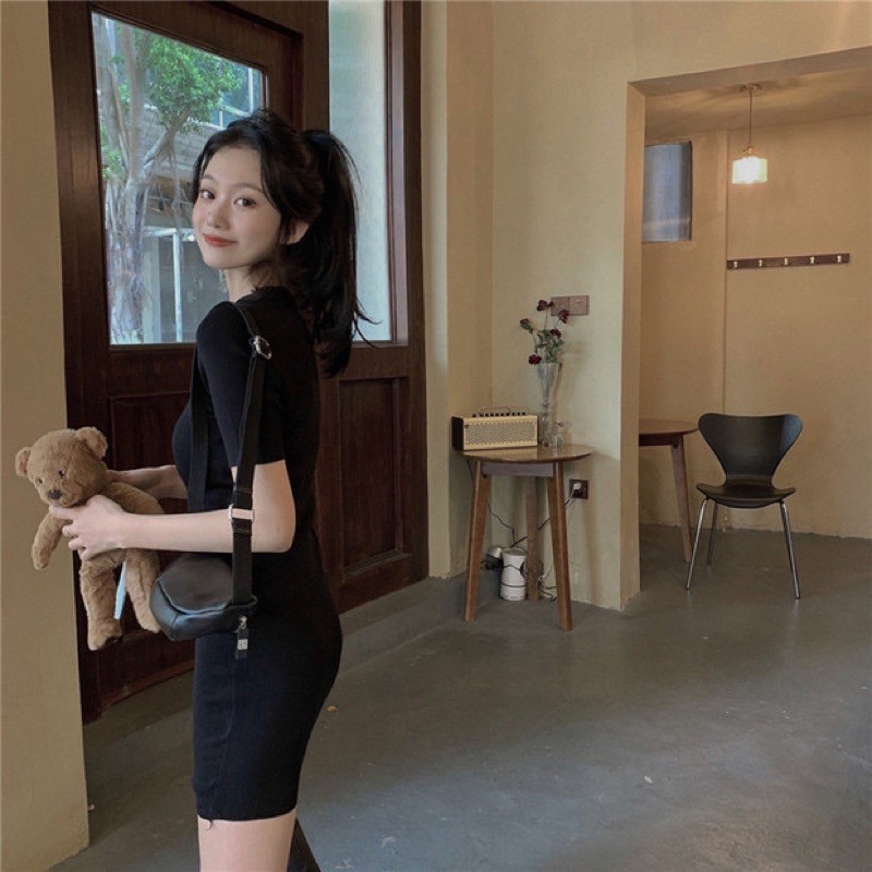 VÁY BODY GÂN CỔ TRÒN / VÁY ÔM BASIC HÀN QUỐC MẪU MỚI 2022/clip ảnh thật | BigBuy360 - bigbuy360.vn