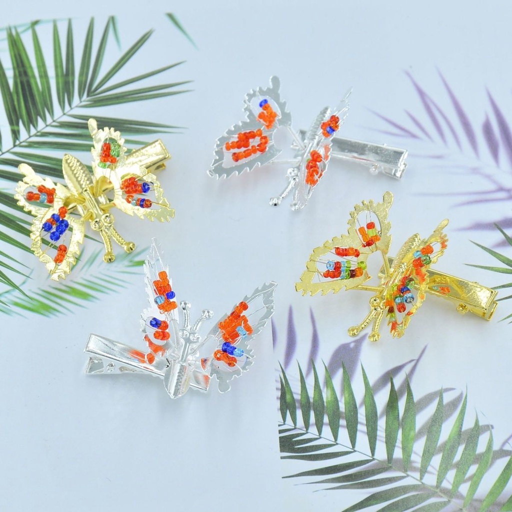 M &amp; E Kẹp Tóc Kim Loại Hình Bướm Lắc Lò Xo Phong Cách Mới Dễ Phối Đồ Cho Trẻ Em 8090