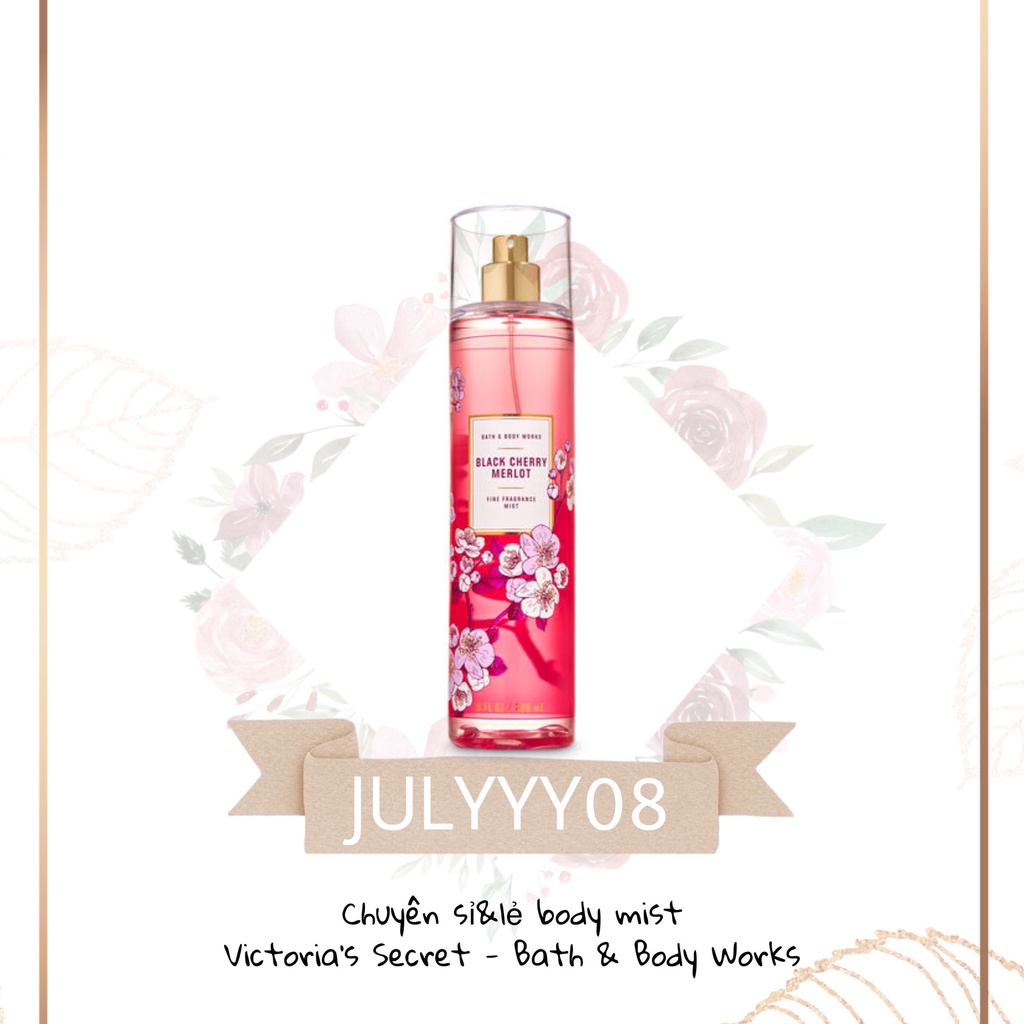 Xịt Thơm Toàn Thân Black Cherry Merlot Bodymist Bath & Body Works 236ML +jɥȽÿ08+