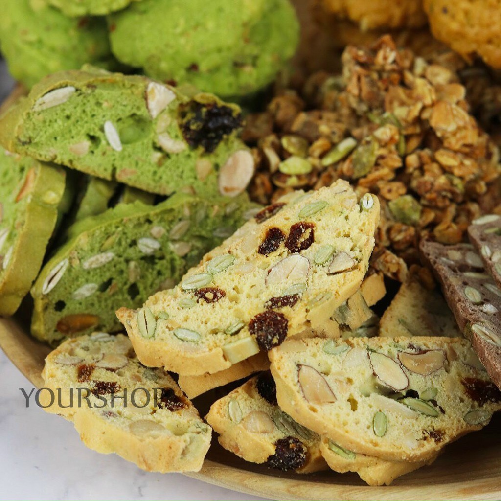 Bánh Cookie Matcha Trà Xanh, Hạnh Nhân -Yourshop - Bánh ăn kiêng, giảm cân