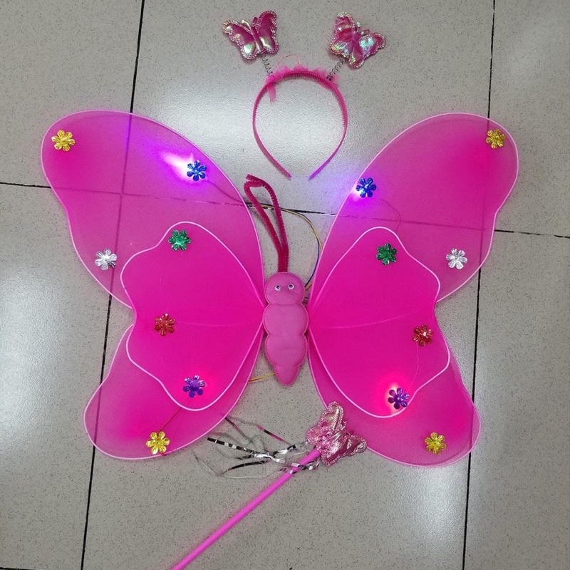 Cánh bướm phát sáng kèm bờm và gậy phép thuật cho bé