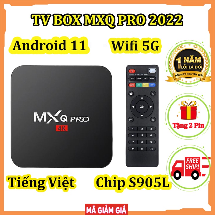 Androi TV Box MXQ PRO 2022, Bản 16G-256GB, Wifi 5G, Tiếng Việt Android 11. Sẵn kênh youtube, Netfix,...