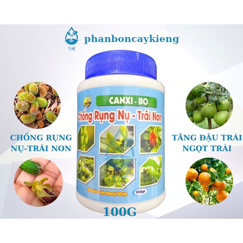 CANXI BO Chống rụng nụ, rụng trái non - Tăng đậu trái - Dùng cho cây cảnh, cây ăn quả hũ 100g Biomax Cuốc Vàng
