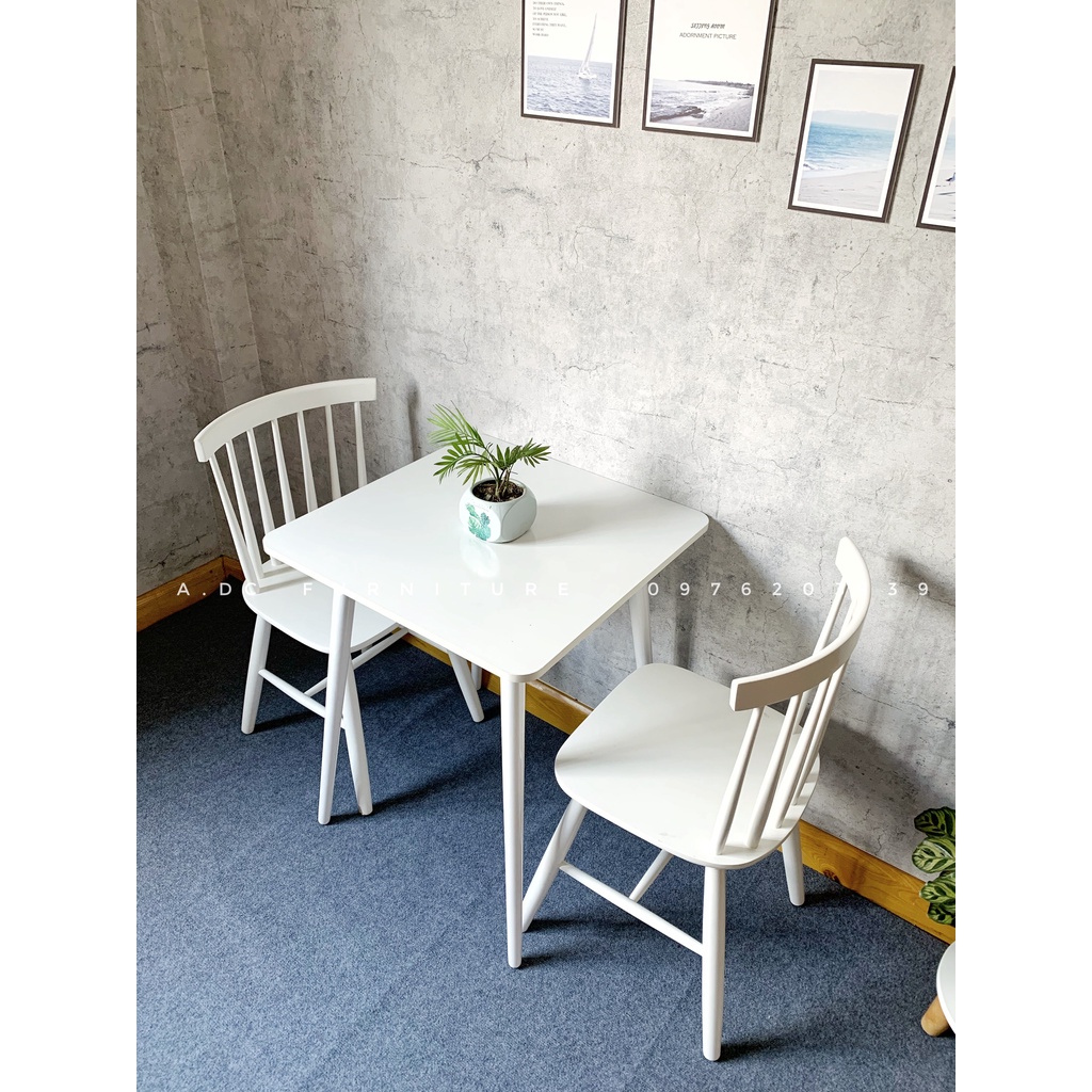 BÀN VUÔNG GỖ TRẮNG - BÀN VUÔNG CAFE - BÀN ĂN - BÀN ĂN GỖ MÀU TRẮNG