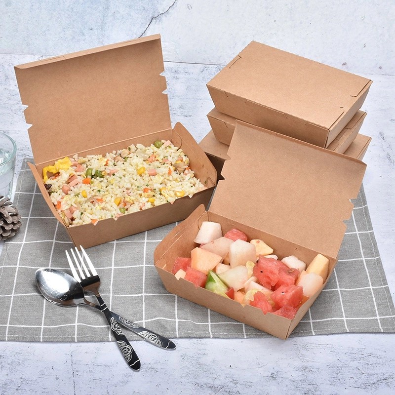 50 Hộp Kraft nắp liền bóng mờ - 50 cái size 1600 ml