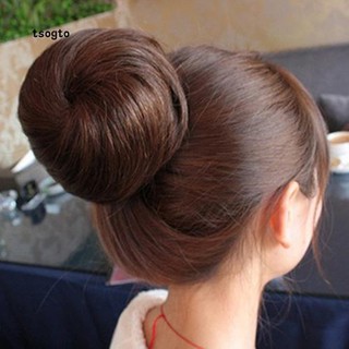 Tóc giả búi tròn bằng sợi tổng hợp thời trang