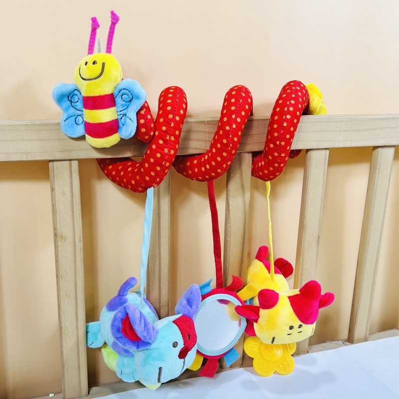 Treo Cũi cho Bé Đồ Chơi Thú Bông Treo Nôi Kích Thích Thị Giác Có Lục Lạc Gặm Nướu Thân Dài Xoắn Ốc TN33