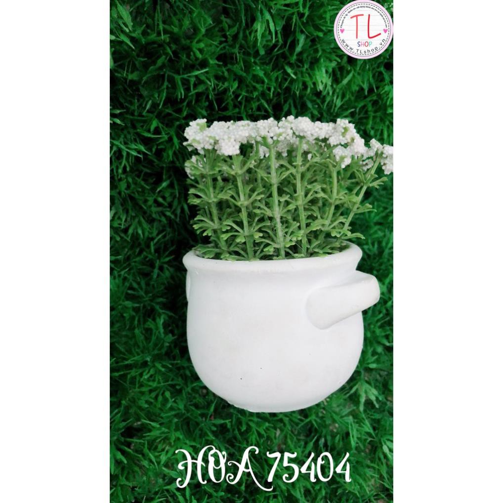 Chậu bông bi trắng trang trí