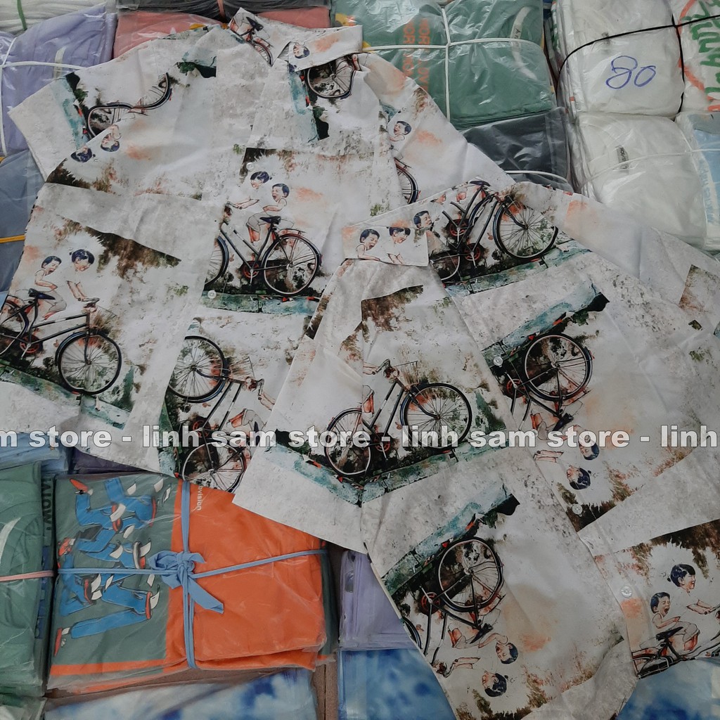 Áo sơ mi nữ in 3D cổ bẻ tay ngắn - lỡ dáng ulzzang freesize form rộng unisex mặc cặp, nhóm, in HÌNH XE ĐẠP MÀU VINTAGE | BigBuy360 - bigbuy360.vn