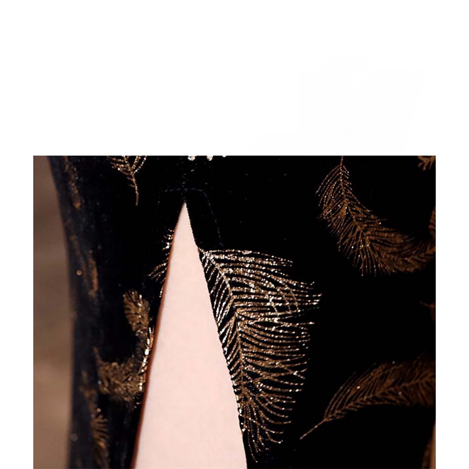Cheongsam Dress Vintage Slim Dress Women Gold Velvet Wedding Party Long Dresses | BigBuy360 - bigbuy360.vn