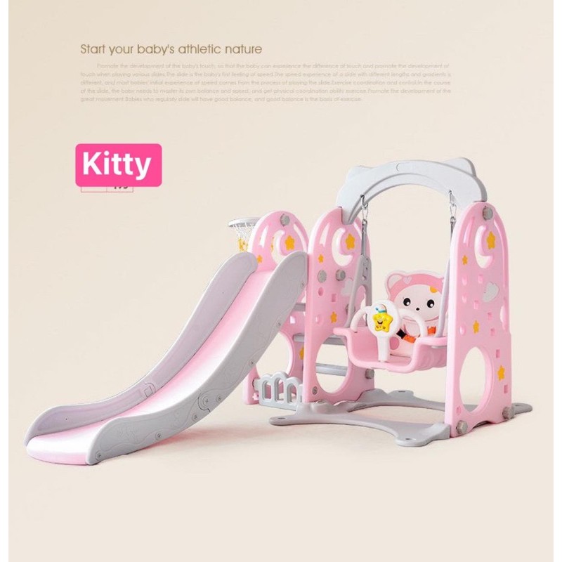 Cầu trượt xích đu Hello kitty cao cấp cho bé chơi đến 9 tuổi