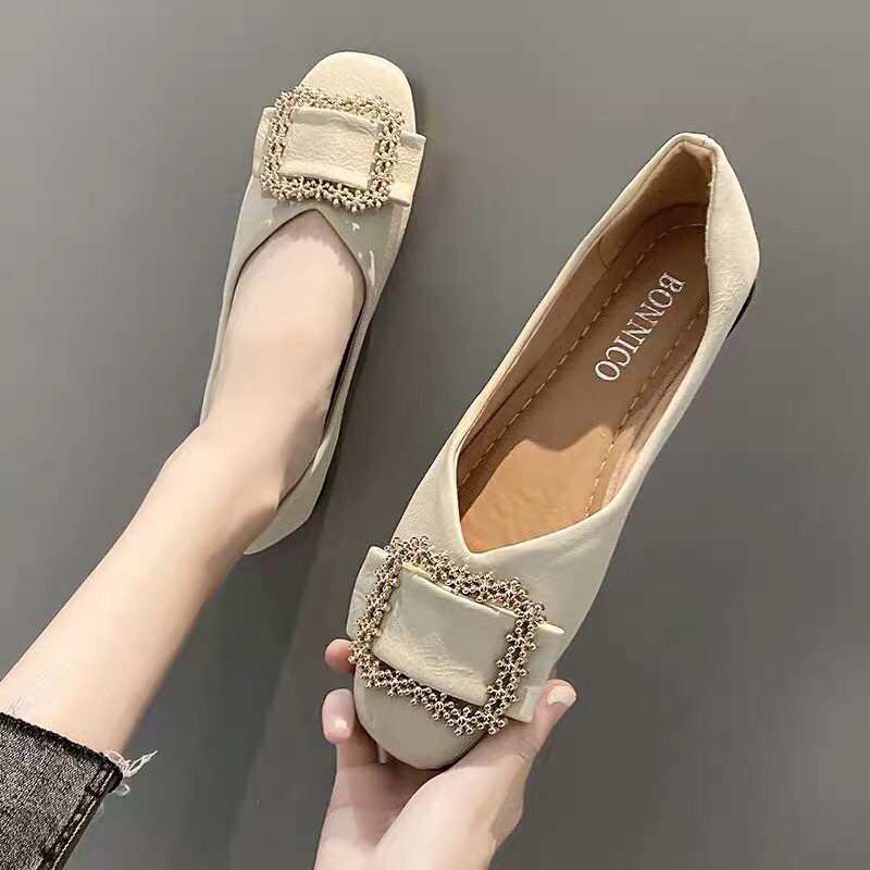 (HÀNG CÓ SẴN) Giày búp bê da mềm khoá đá vuông BIG SIZE 35-43