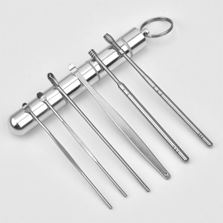 Bộ 6 cây lấy ráy tai cao cấp inox ngoáy tai an toàn