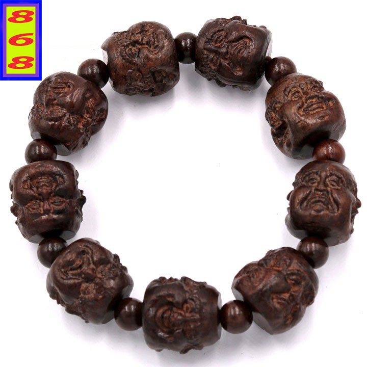 Chuỗi Đeo Tay Phật Di Lặc Thần Mộc Gỗ-Đàn-Hương 18 Ly - Chuỗi Size Lớn - Phong Thủy 868