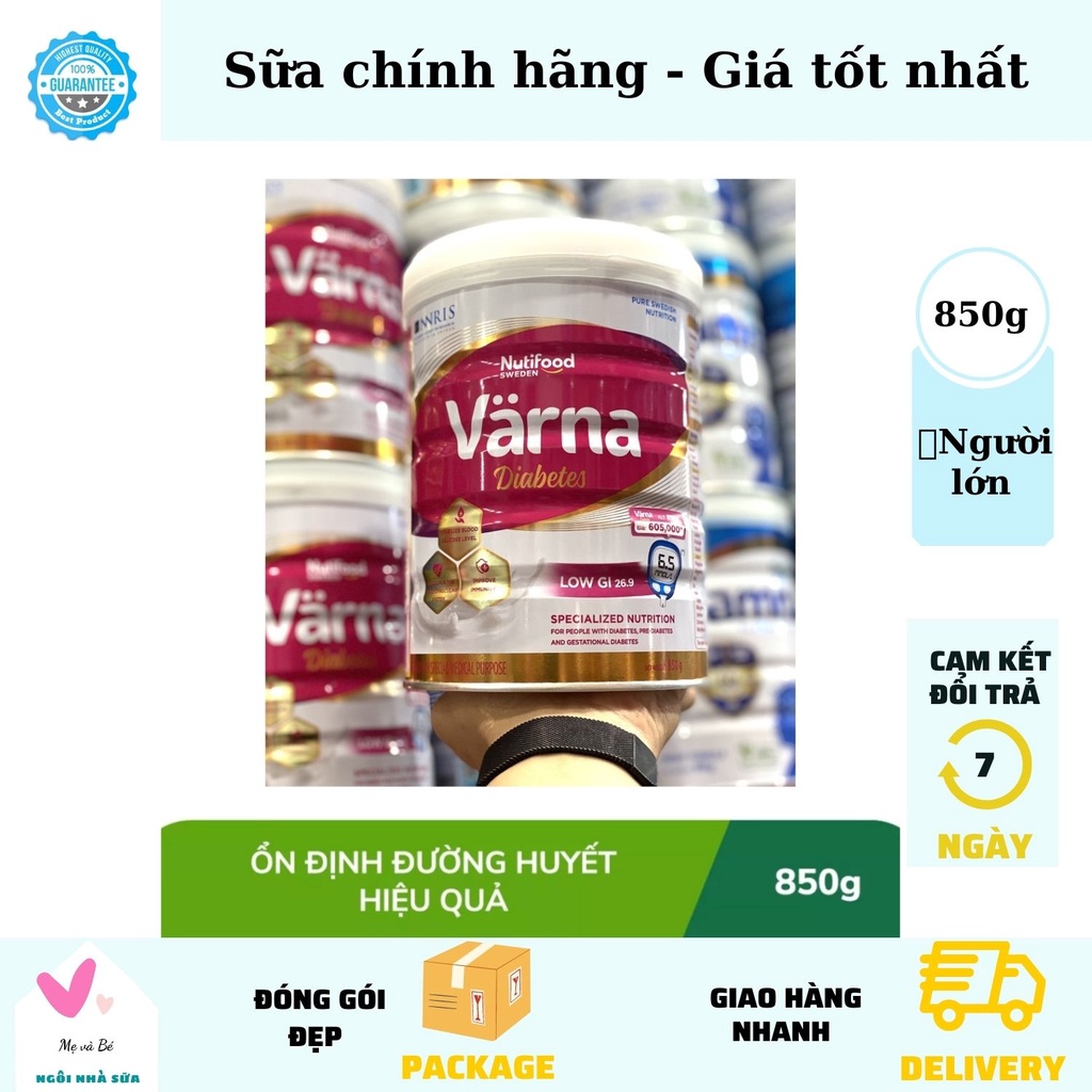 Sữa Varna Nutifood Diabetes, Sữa Varna Diabetes  850g cho người đái tháo đường ngôi nhà sữa