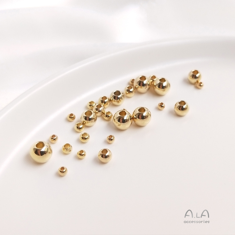 Bộ 10 Hạt Tròn Nhỏ Màu Sắc Mạ Vàng 14K Dùng Làm Trang Sức Thủ Công diy