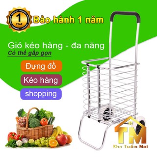 XE KÉO 💎SALE💎 ĐI CHỢ ĐI SIÊU THỊ , DÃ NGOẠI GẤP GỌN CHẤT LIỆU INOX 201 CHỐNG RỈ HÀNG NHẬP KHẨU CAO CẤP