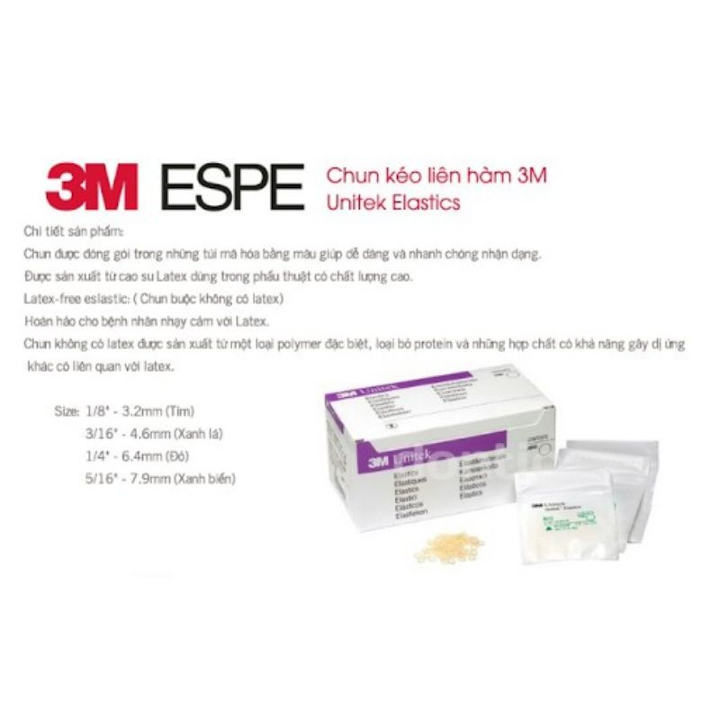 Chun kéo liên hàm 3M Unitek Elastics 100 chun/túi