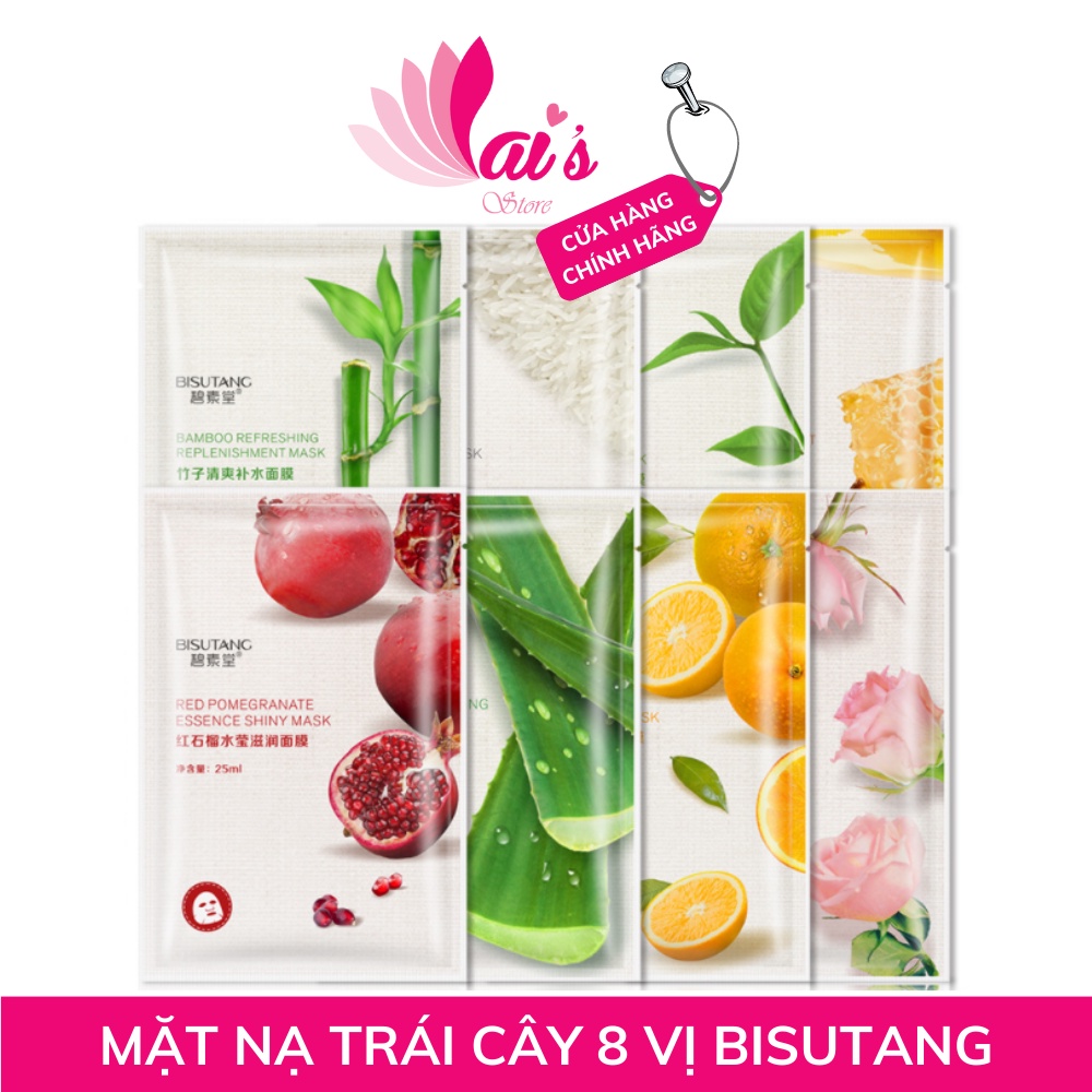 Mặt Nạ Trái Cây Rainbow Bisutang 8 Vị Dưỡng Trắng, Dưỡng Ẩm, Dưỡng Da Mụn Mask Nội Địa Trung Chính Hãng