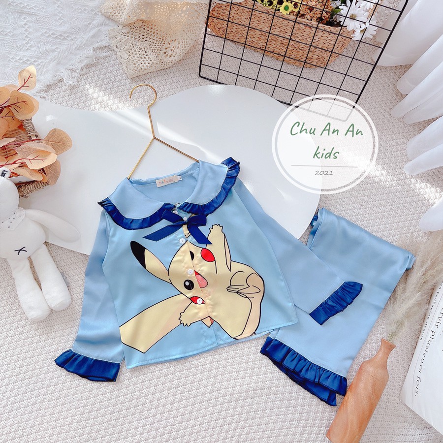 [ Mã Độc Quyền ] Bộ Mặc Nhà dài tay cao cấp Pijama Lụa 3D Cao Cấp Cho Bé