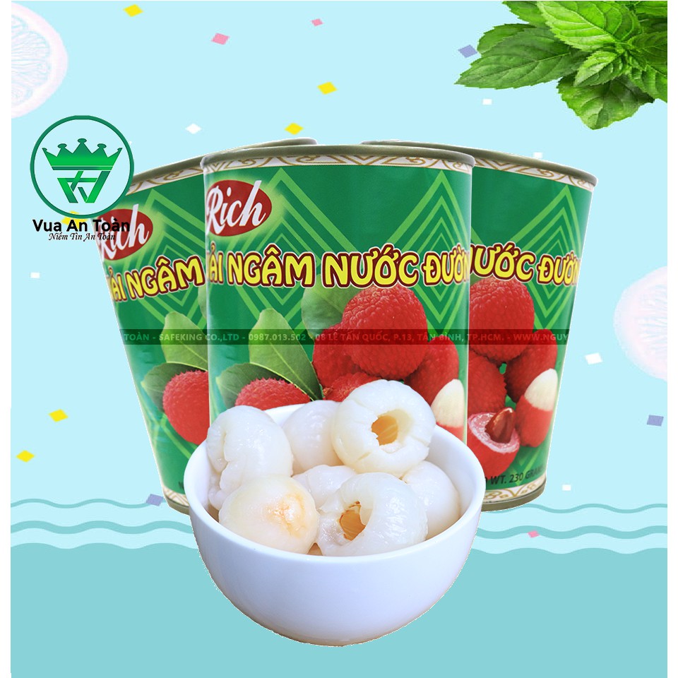Vải Thiều Ngâm Nước Đường Rich 565gram có 15 trái to